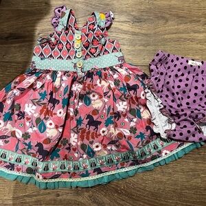 Floral Pink and Purple Unicorn Dress Set